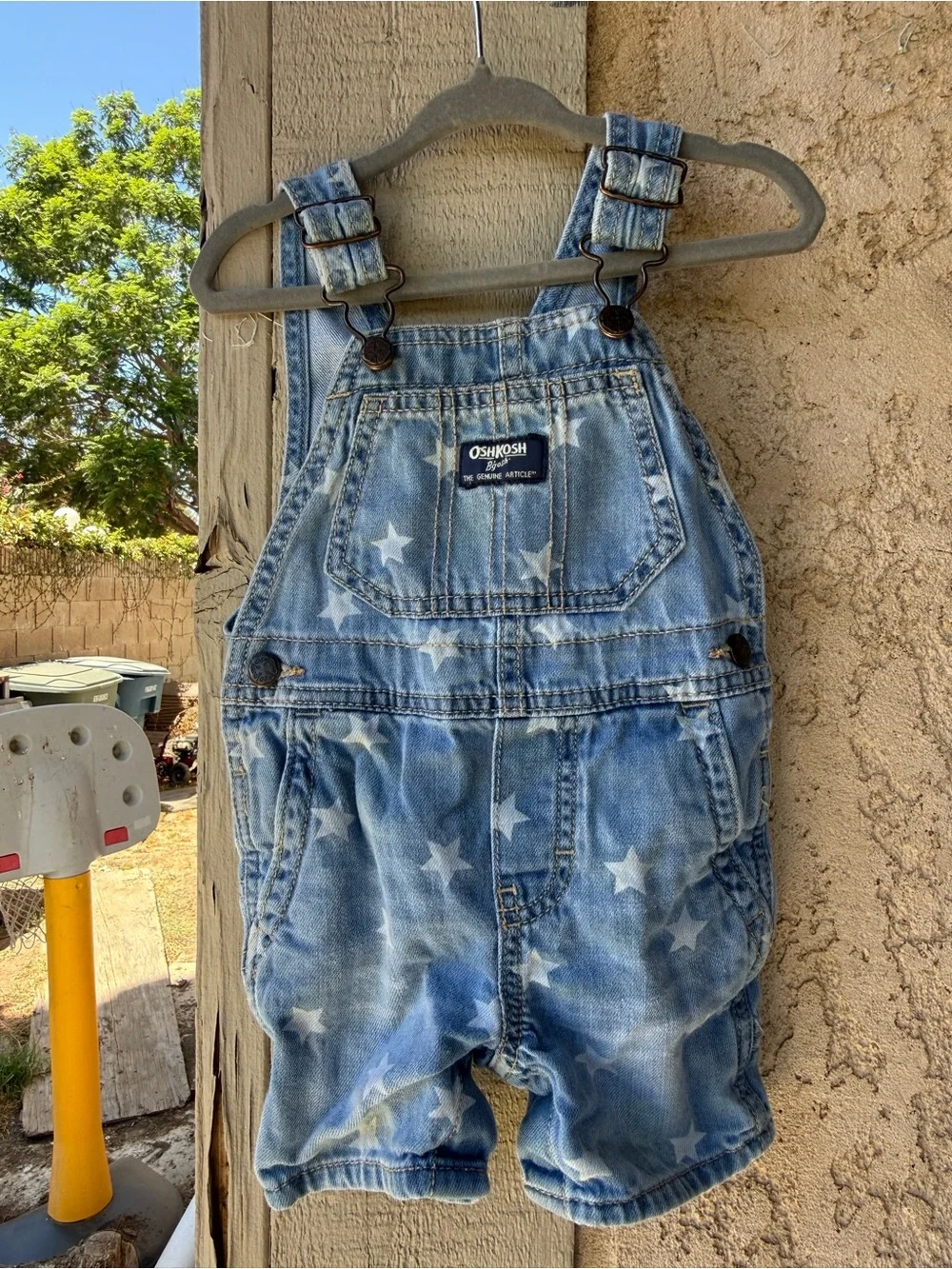 OshKosh B'gosh Light Blue Star Denim Short Overalls